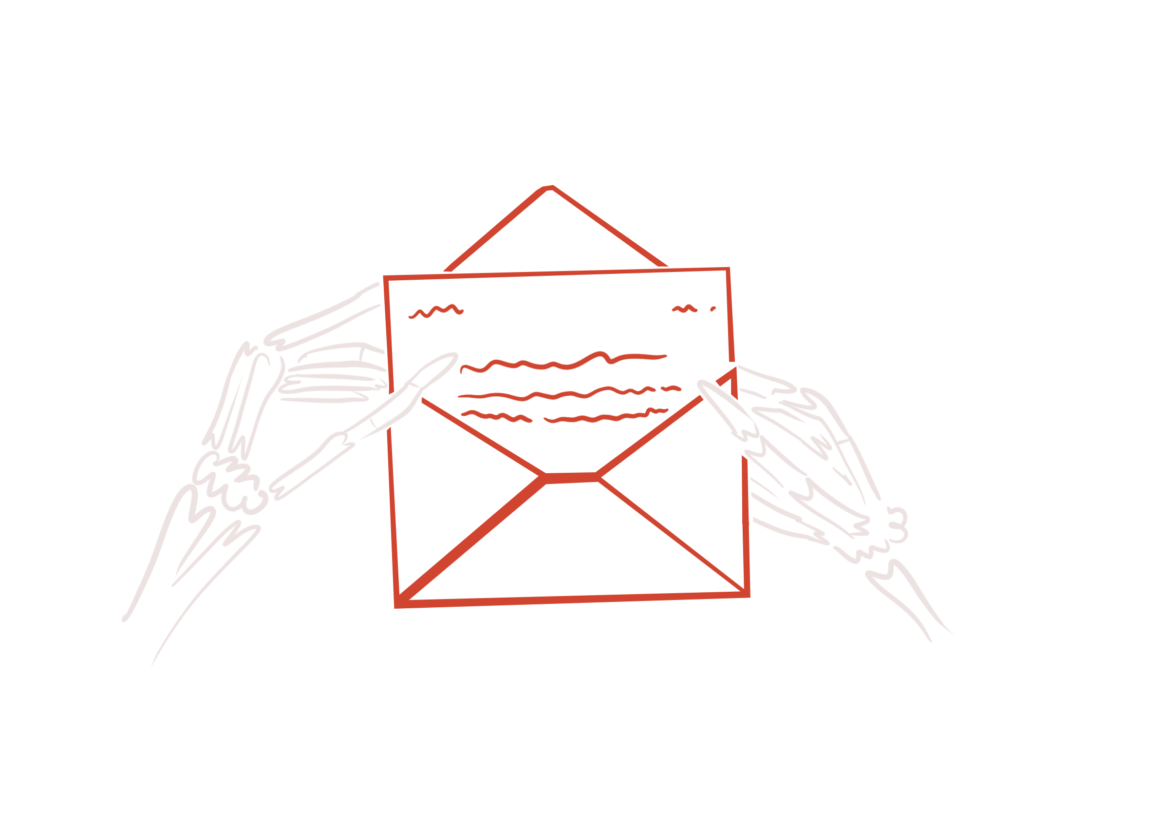 Skeletal hands opening a letter